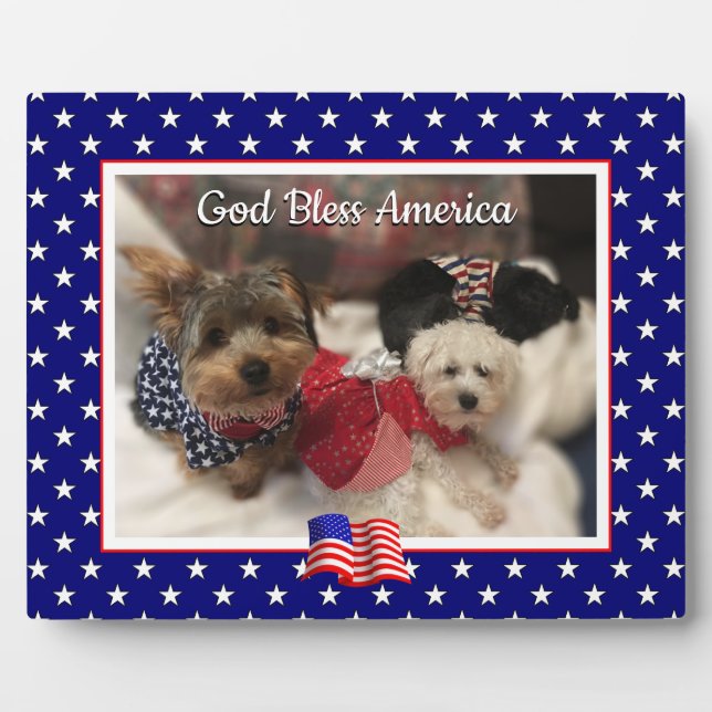 Custom Foto Frame USA American Flag Patriotic Fun Fotoplatte (Vorderseite)