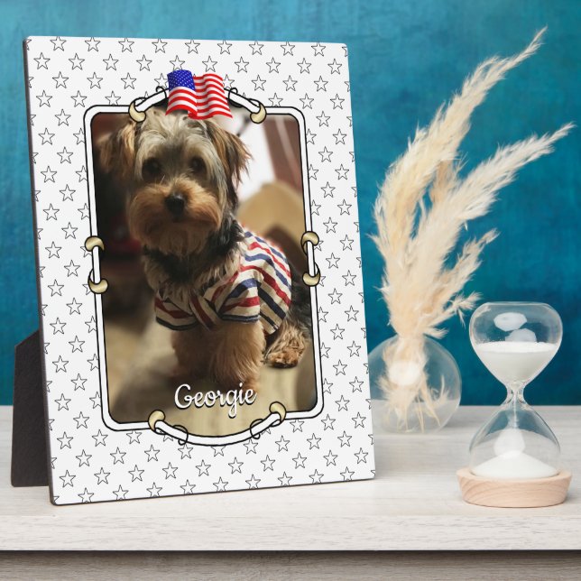 Custom Foto Frame USA American Flag Patriotic Fun Fotoplatte (Seite)