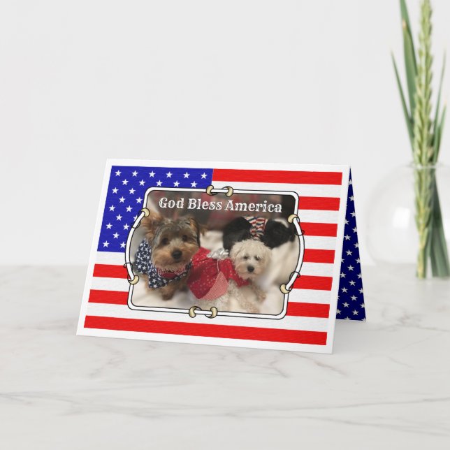 Custom Foto Frame USA American Flag Patriotic Fun Karte (Vorderseite)