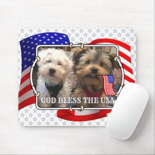 Custom Foto Frame USA American Flag Patriotic Fun Mousepad