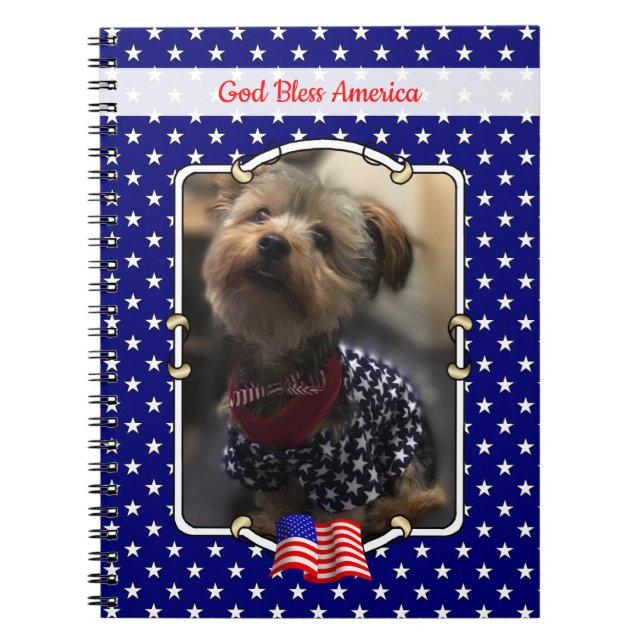 Custom Foto Frame USA American Flag Patriotic Fun Notizblock (Vorderseite)