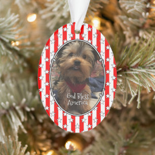 Custom Foto Frame USA American Flag Patriotic Fun Ornament