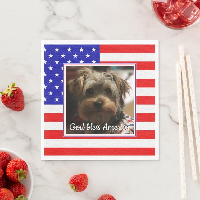 Custom Foto Frame USA American Flag Patriotic Fun Serviette (Beispiel)