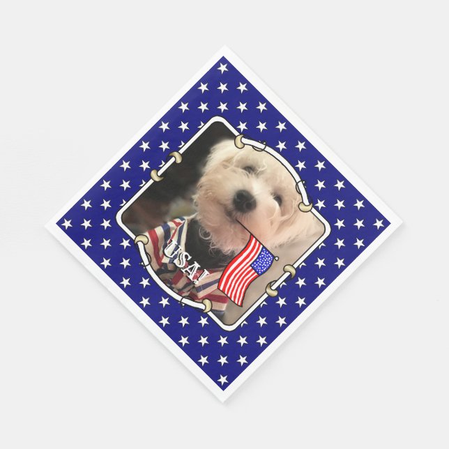 Custom Foto Frame USA American Flag Patriotic Fun Serviette (Ecke)