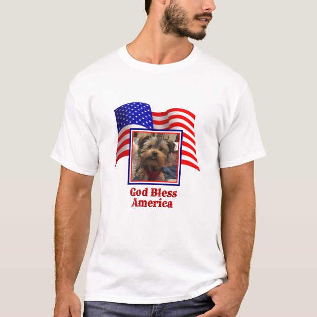 Custom Foto Frame USA American Flag Patriotic Fun T-Shirt (Vorderseite)