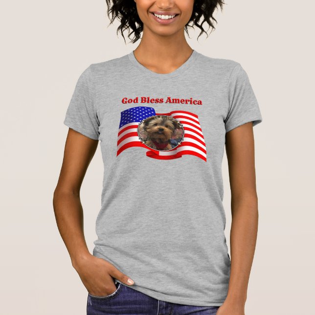 Custom Foto Frame USA American Flag Patriotic Fun T-Shirt (Vorderseite)
