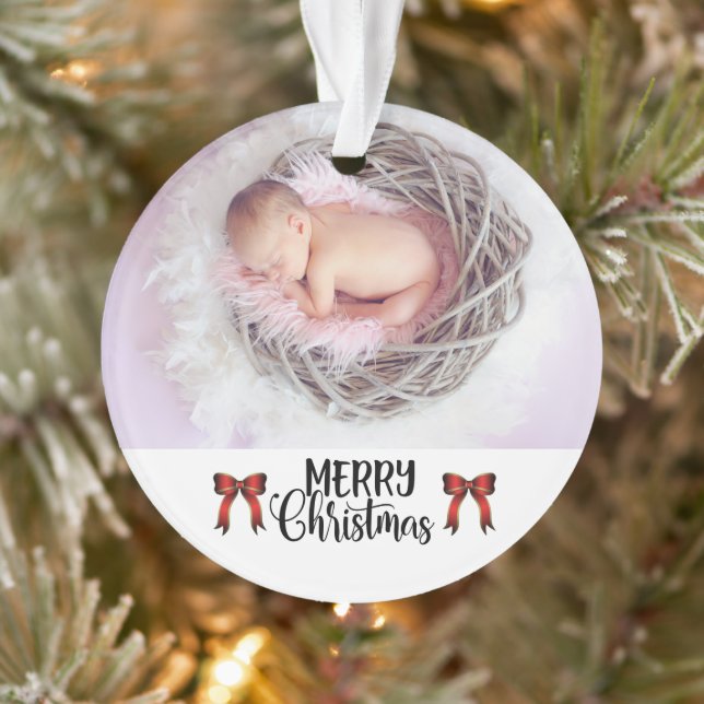 CUSTOM FOTO Frohe Weihnachten Ornament (Baum)