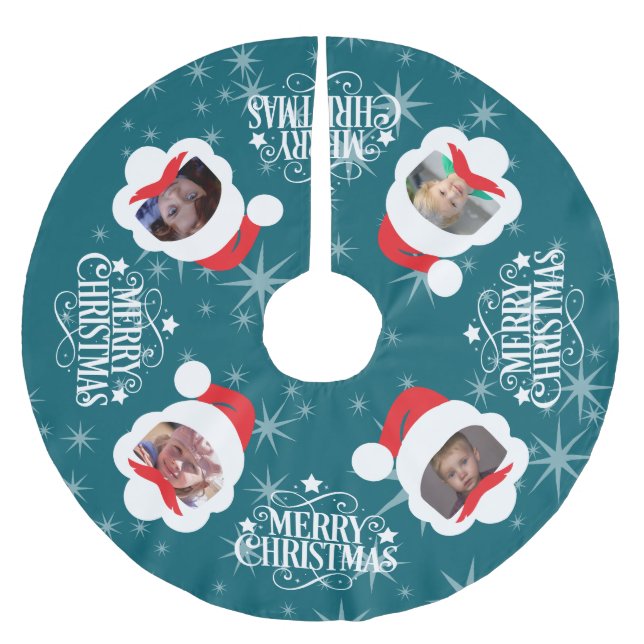 Custom Foto Frohe Weihnachten Polyester Weihnachtsbaumdecke (Vorderseite)