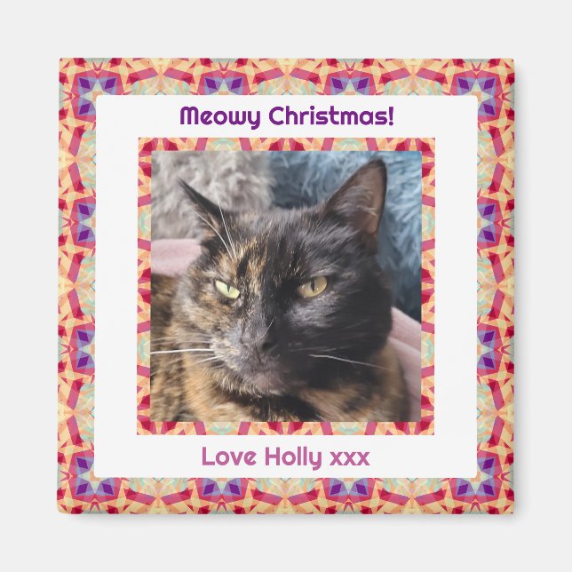 Custom Foto Frohe Weihnachts Jolly Pet Cat Kitten Magnet (Vorne)