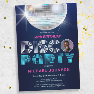 Custom Foto Fun Disco 50. Geburtstagsparty Einladung