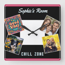 Custom Foto Gallery Chill Zone Gute Bilder Quadratische Wanduhr