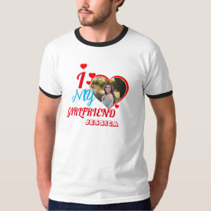 Custom Foto Geschenk: "Ich Liebe meine Freundin Je T-Shirt