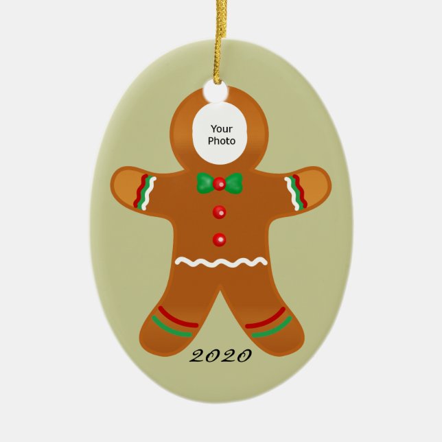 Custom Foto Gingerbrot Man Weihnachten Keramik Ornament (Vorne)