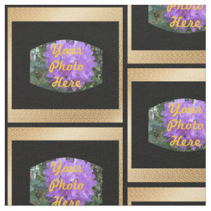 Custom Foto Gold, Black Squares Fabric Stoff
