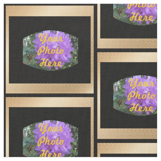 Custom Foto Gold, Black Squares Fabric Stoff (Nahaufnahme)