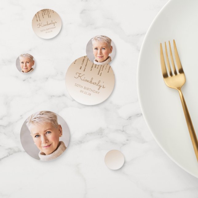 Custom Foto Gold Glitzer Tropfen 50. Geburtstag Konfetti (Gruppe)