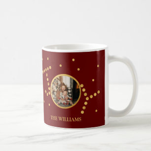 Custom Foto Gold Maroon Rotwein Weihnachtsfeiertag Kaffeetasse