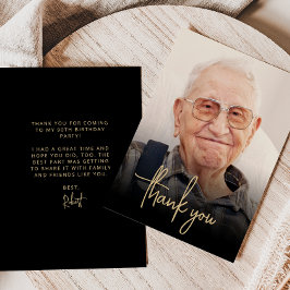 Custom Foto Gold Script 90. Geburtstagsparty Dankeskarte