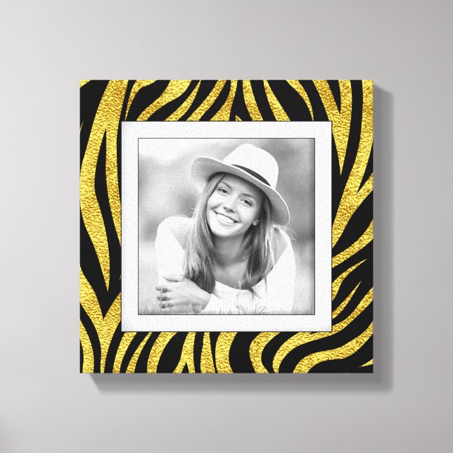 Custom Foto Gold Zebra Leinwanddruck (Vorderseite)