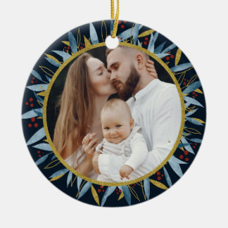 Custom Foto Golden Botany Keramik Ornament
