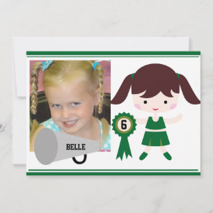 Custom Foto Green Cheerleader Birthday Einladung