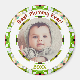 Custom Foto Green Mother's Day Best Mummy Ever Magnet