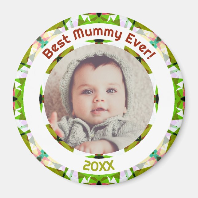Custom Foto Green Mother's Day Best Mummy Ever Magnet (Vorne)