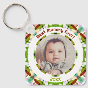 Custom Foto Green Mother's Day Best Mummy Ever Schlüsselanhänger
