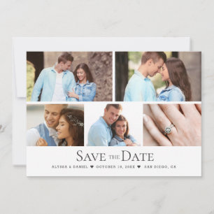 Custom Foto Grid Chic Wedding Save the Date Einladung