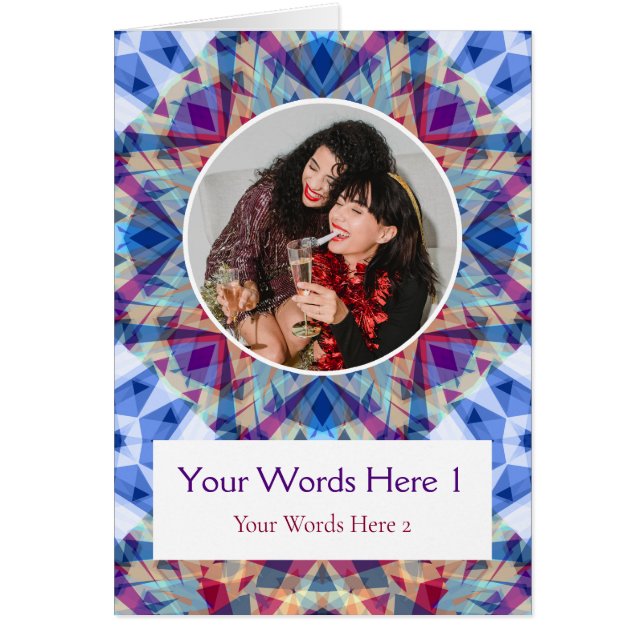 Custom Foto Gruß Blue Star Weihnachtskarte (Vorne)