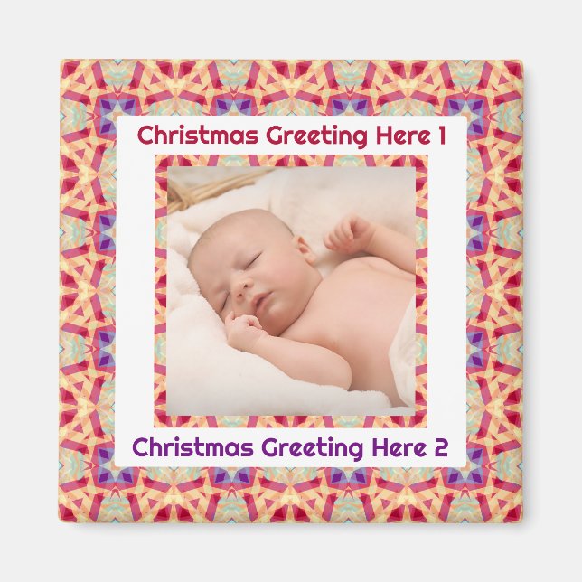 Custom Foto Gruß Jolly Happy First Christmas Magnet (Vorne)