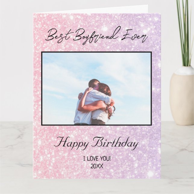 Custom Foto Happy Birthday Best Boyfrien jemals Karte (Vorderseite)