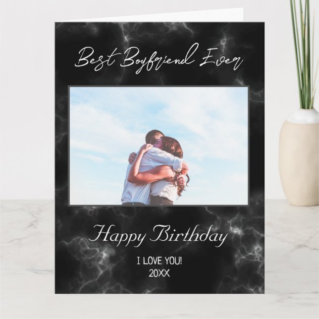 Custom Foto Happy Birthday Best Boyfriend jemals Karte (Vorderseite)