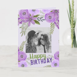 Custom Foto "Happy Birthday" Violet Lavender Karte