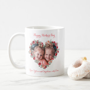 Custom Foto Happy Mütter Tag Herz Koralle Rosa Kaffeetasse