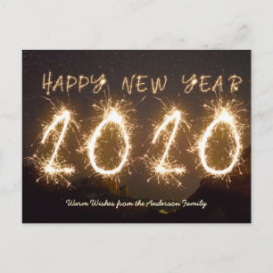 Custom Foto Happy New Year 2020 Firework Sparkler Postkarte