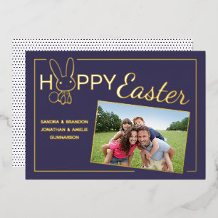 Custom Foto Happy Oster Bunny Foil Grußkarte Folieneinladung