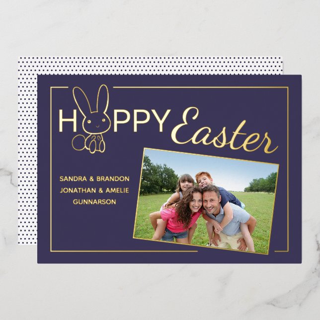 Custom Foto Happy Oster Bunny Foil Grußkarte Folieneinladung (Vorderseite/Rückseite)