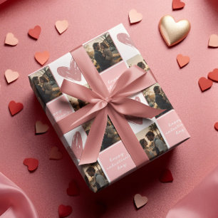 Custom Foto Happy Valentine's Day Hearts Muster Geschenkpapier