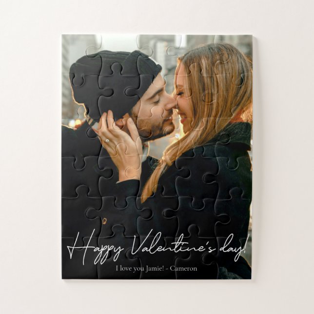 Custom Foto Happy Valentine's Day Script Puzzle (Vertikal)