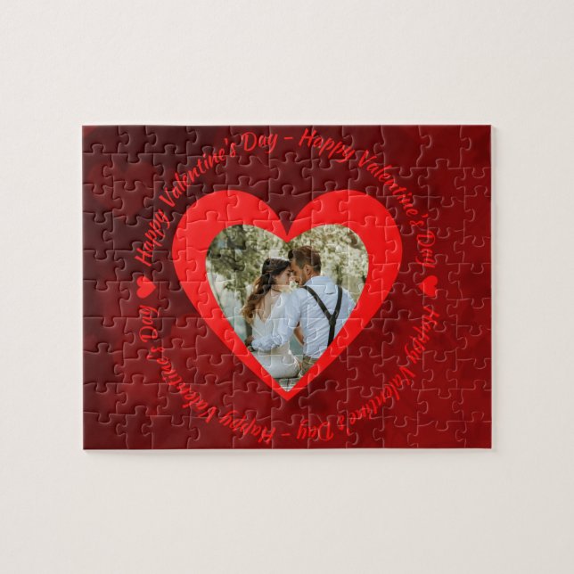 Custom Foto Happy Valentine's Jigsaw Puzzle (Horizontal)
