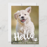 Custom Foto Hello New Pet Puppy Dog