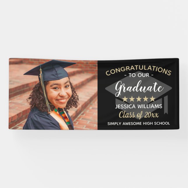 Custom Foto Herzlichen Glückwunsch Graduate Abschl Banner (Horizontal)