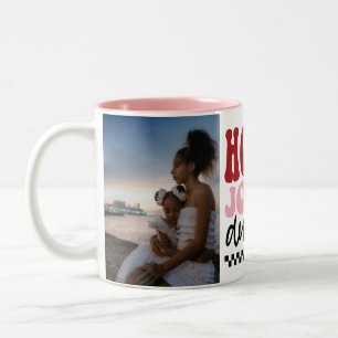 Custom Foto Holly Jolly Auntie Retro Weihnachten Zweifarbige Tasse