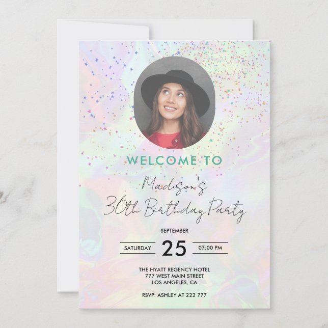 Custom Foto Hologram Birthday Einladung (Vorderseite)