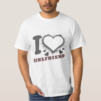 Custom Foto I Liebe My Girlfriend I heart GF grau T-Shirt