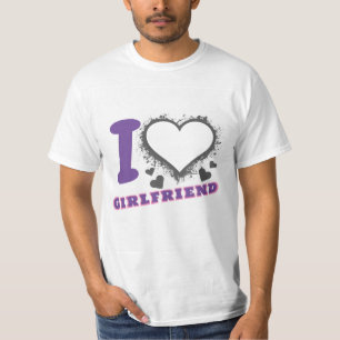 Custom Foto I Liebe My Girlfriend I heart GF grau T-Shirt
