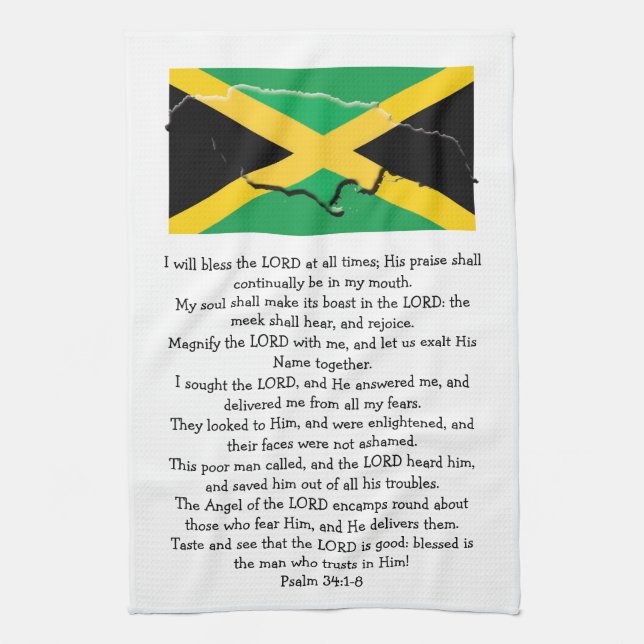 Custom Foto Jamaica Flag Psalm 34 Christlich Geschirrtuch (Vertikal)