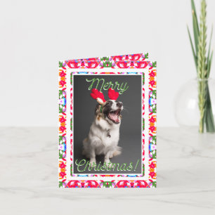 Custom Foto Jolly Red Happy Green Frohe Weihnachte Feiertagskarte
