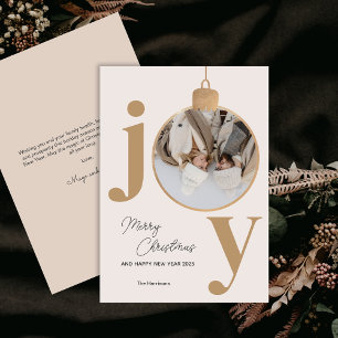 Custom Foto JOY White Christmas Bell Weihnachtskar Feiertagskarte